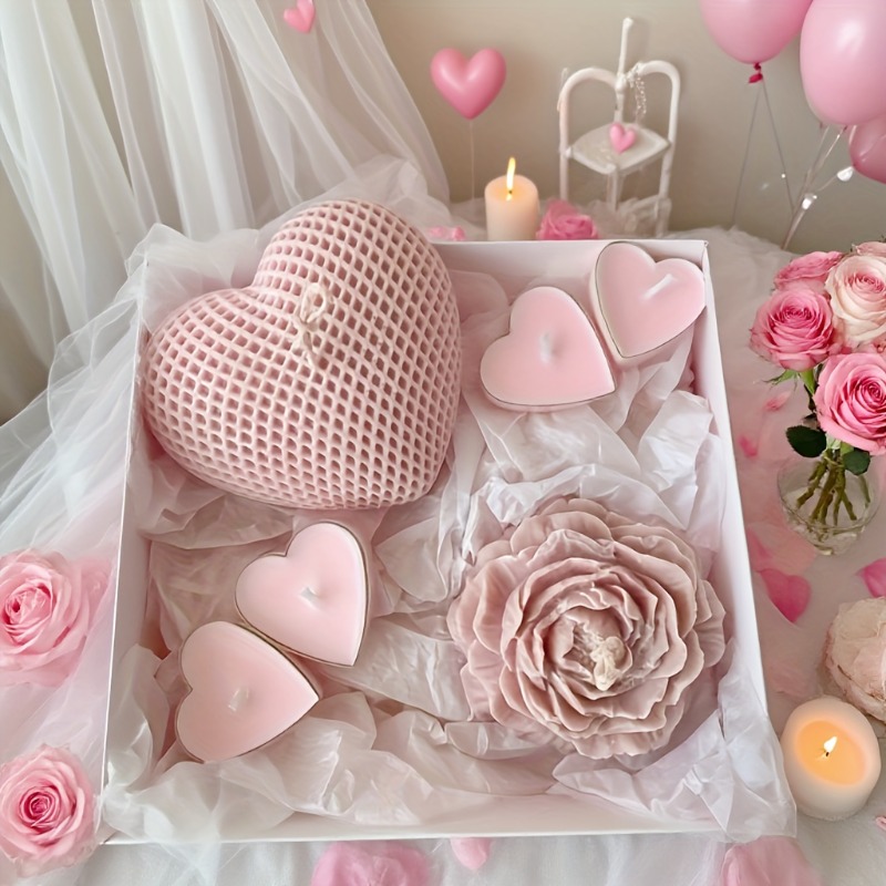 Bath Bomb Mold - 2 stuks pioenroos bloem geweven hart