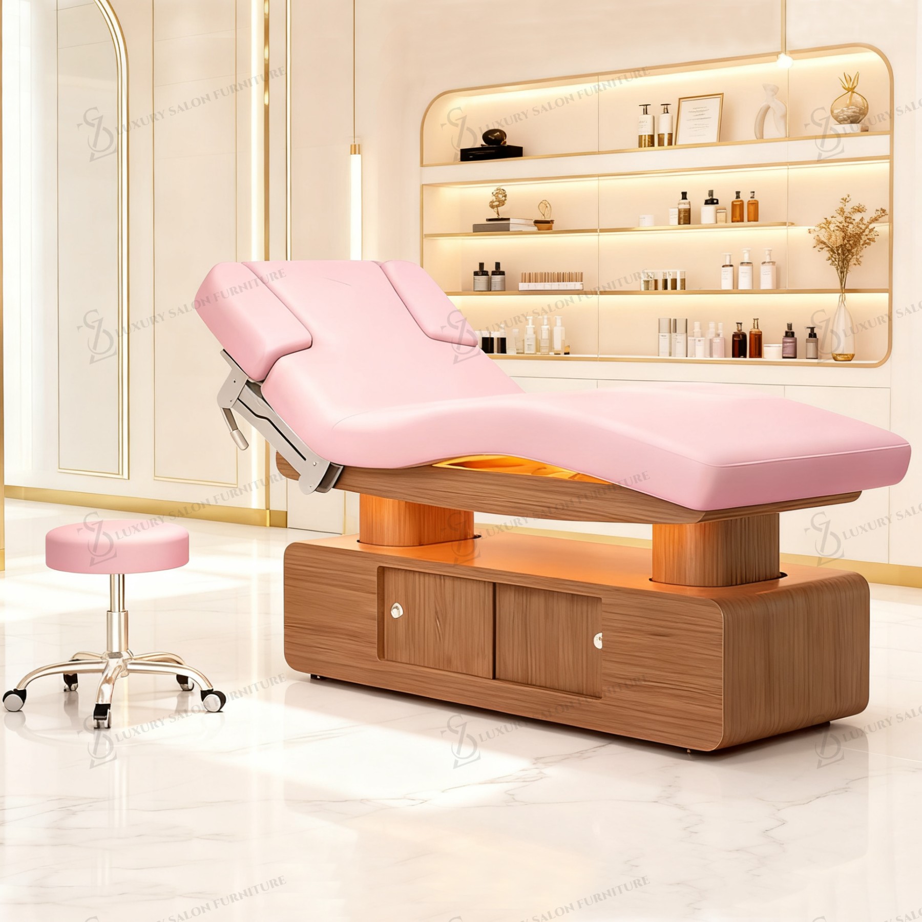 Spa Wellness And Beauty - Luxe 3/4 motoren roze schoonheidsbed Multifunctionele